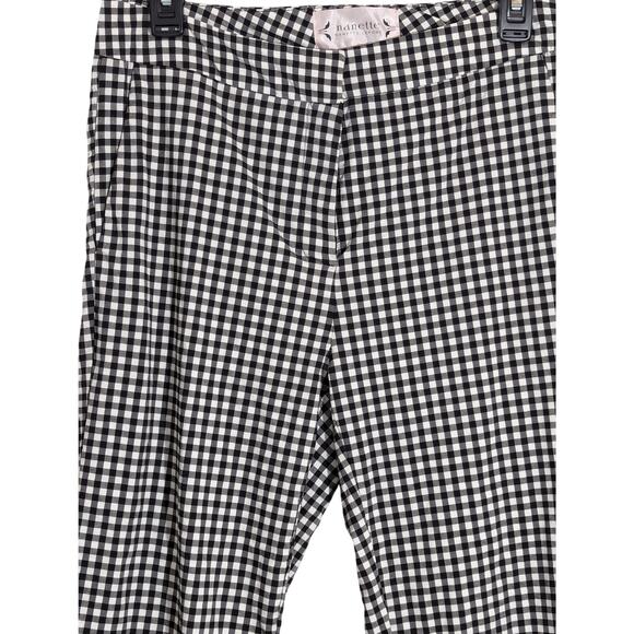 Nanette Lepore Black White Check Ball Fringe Wide Leg Pants Sz 6 - Picture 2 of 8
